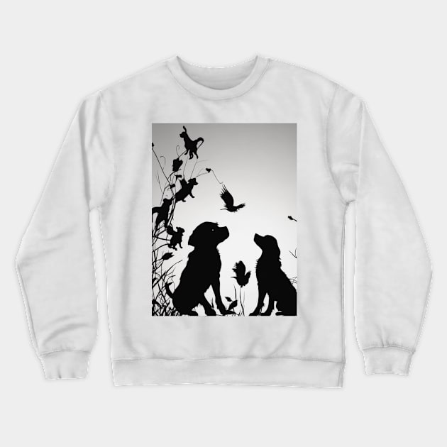 Puppies Shadow Silhouette Anime Style Collection No. 80 Crewneck Sweatshirt by cornelliusy